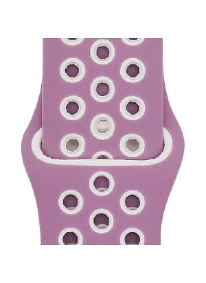 Generic Suitable For Apple Two-color Silicone Nike Strap Nike Hole Apple Iwatch Breathable Sports Watch Strap-Color:38 Purple + Pink-Specifications:38/40/41mm-L  - Image 1