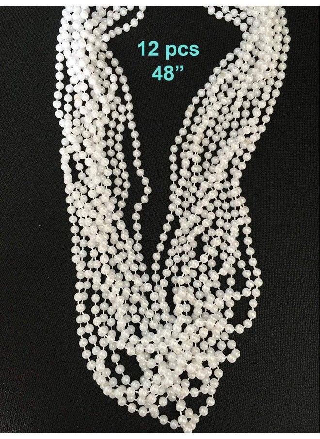GiftExpress ⓡ 12 Pcs White Pearl Bead Necklaces Flapper Beads Party Accessory Party Favor  - Image 4