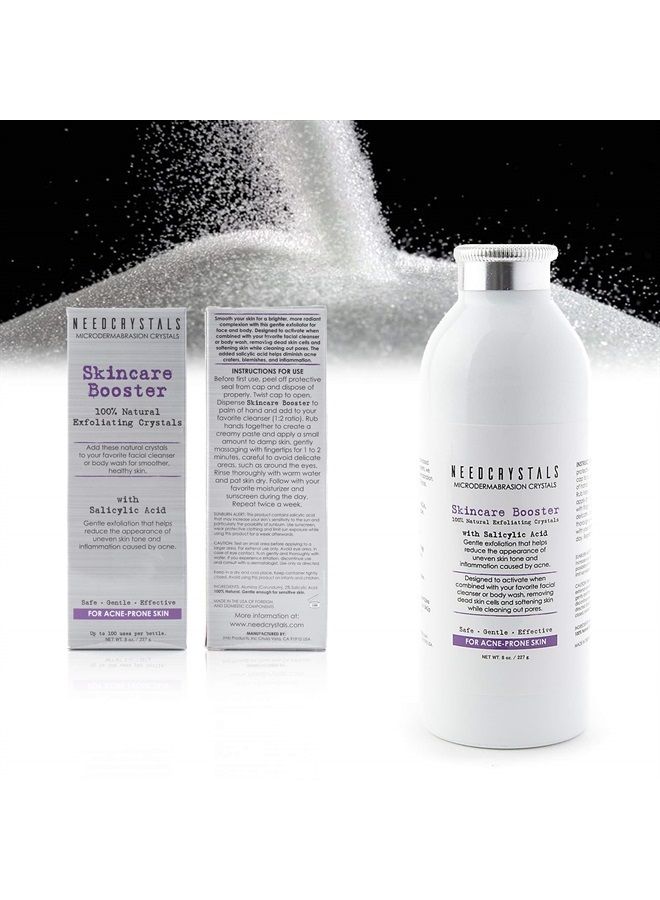 Microdermabrasion Crystals, DIY Face Scrub with Salicylic Acid. Natural Facial Exfoliator Improves Scars, Blackheads, Pore Size, Blemishes & Skin Texture. 8 oz