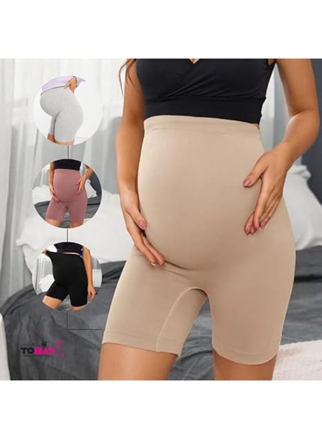 Tobay Maternity Cotton Shorts - Comfortable design with elastic fabric and a supportive belly waist - Image 1