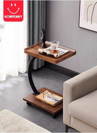 Multi-Functional C-Shaped End Table | Movable Sofa Coffee Table | Bedroom Nightstand | Luxury Wood Grain Small Table | 360° Swivel Wheels | Easy Storage - pzsku/Z42F79DA781F90FC88F14Z/45/1748248980/baf3465c-ded8-437f-a7fd-fbb535e9caa2