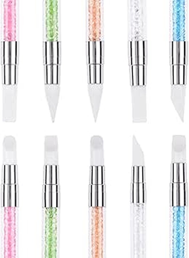 Nail Art Sculpture Pen 5 PCS, Double End Silicone Pen Brushes Set Nail Art Gel Carving Pen Nail Art Sculpture Pen Dotting Tool for DIY Manicure Home Salon