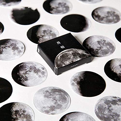 Doraking Mini Size Scrapbooks Stickers Decals, Doraking DIY Decoration Moon Phase 45PCS Stickers for Laptop Scrapbook Suitcase Notebooks Album (Moon Phase) - Image 1