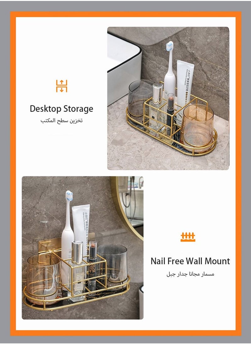 UNUNS - Toothbrush Holder For Bathroom,5 Slots Bathroom Accessories Organizer With Cup Position,Removable Base Plate,Toothbrush Holder Bathroom - Image 1