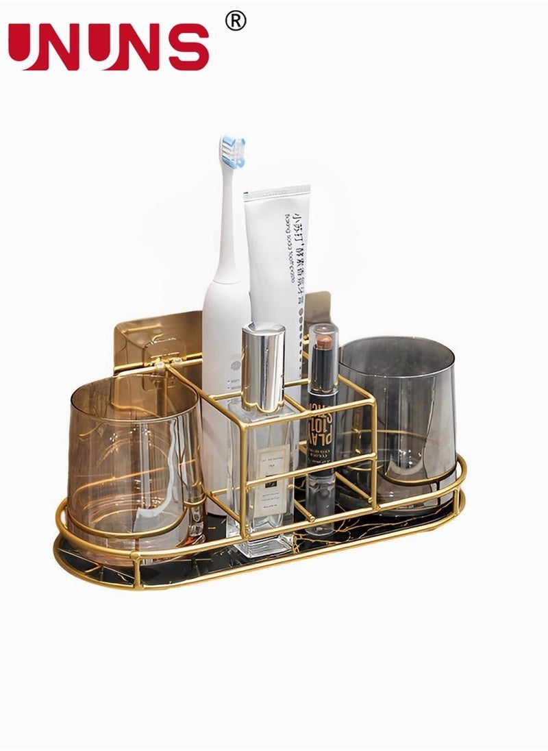 UNUNS - Toothbrush Holder For Bathroom,5 Slots Bathroom Accessories Organizer With Cup Position,Removable Base Plate,Toothbrush Holder Bathroom - Image 1