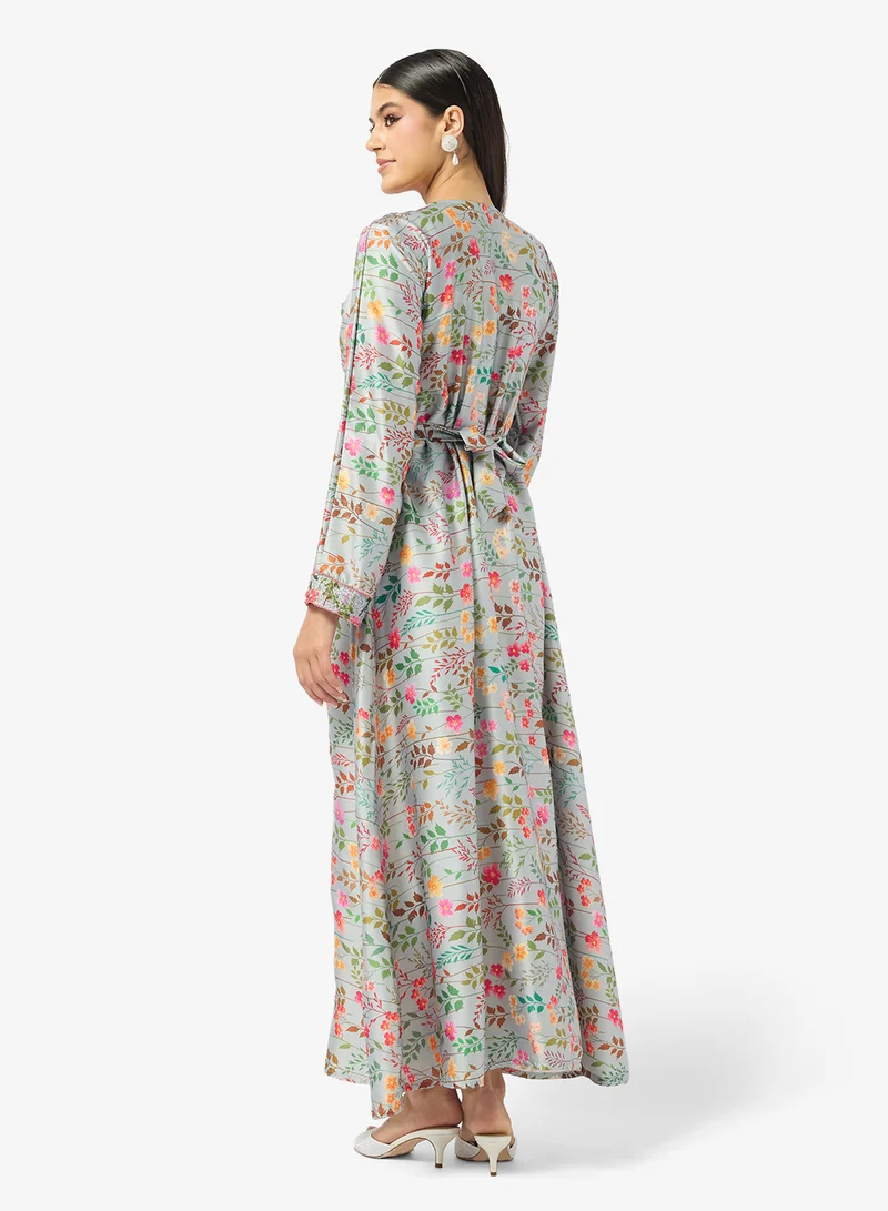 ARABIAN CLOSET Embellished Belted Jalabiya