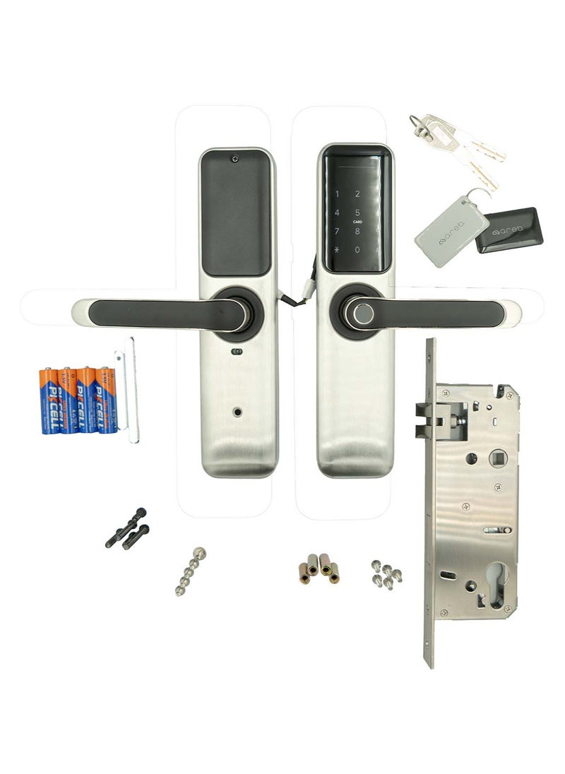 areb Areb SMART LOCK WIFI SILVER 85 * 50 – 5 Unlocking Methods, Fingerprint, PIN Code, App Control, Key Card, Emergency Key, Auto-Lock, Anti-Theft Security for Home & Office  - Image 3
