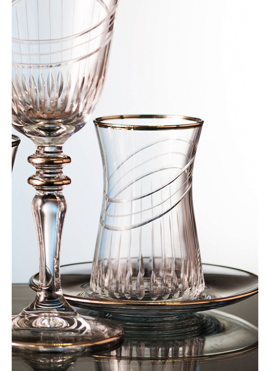Royal Home Roya Home Ceremony Platinum 12 Piece Tea Glass Set for 6 People  - Image 1