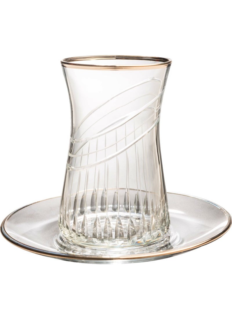 Royal Home Roya Home Ceremony Platinum 12 Piece Tea Glass Set for 6 People  - Image 2
