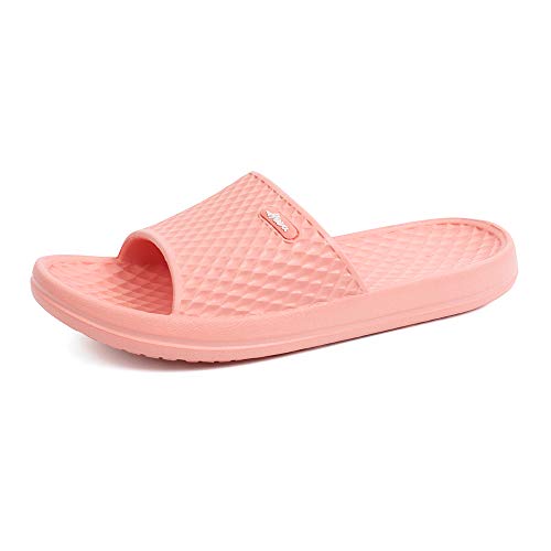 FUNKYMONKEY Womens Bathroom Shower Slippers Indoor Home Beach Non Slip Sandal (7 M US, Pink) - Image 1