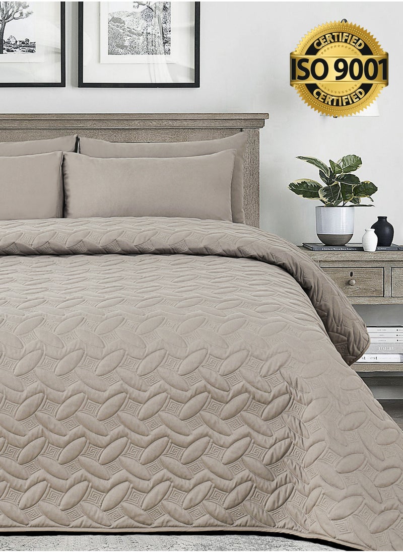 Master Home Textile - 3Piece Microfiber Bedspread Set Fits 120 x 200 cm Single Size Bed Single Size Compressed Comforter Set Elmira Series - Image 1