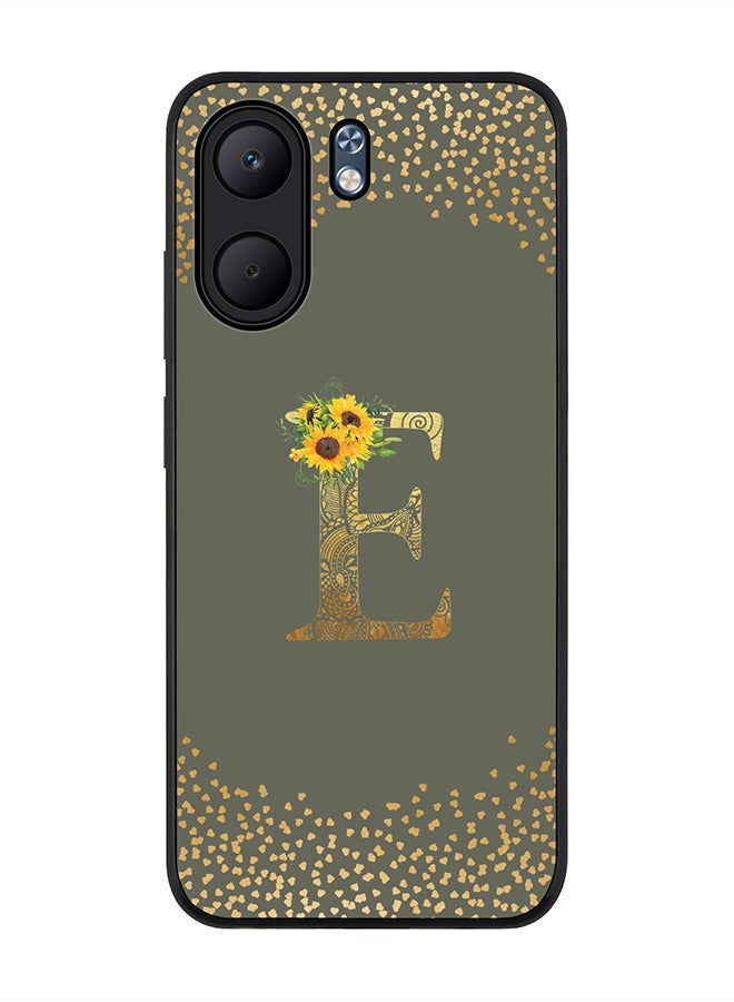 Stylizedd For Oppo A5x 5G / A5x 4G Case,Slim fit Camera Protection, Shockproof Thin Phone cover  - Custom Floral Monogram - E  (Olive Green )