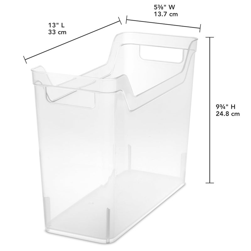 Sterilite Narrow Shelf Bin with Handles, Plastic Storage Container for Organizing Shelving, Closet, Pantry, and Countertops, Clear, 6-Pack - Image 2