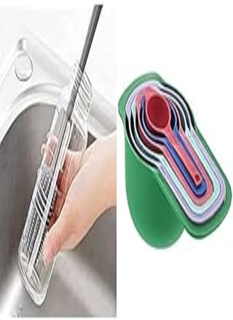 Silicone bottle brush, Assorted Colors + 6pcs Kitchen Colourworks Measuring Spoons Measuring Cups Spoon Cup