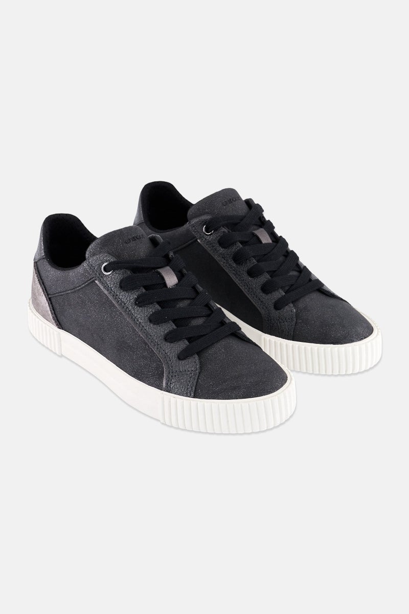 GEOX Women U New Damon Lace Up Casual Shoes, Black - Image 1