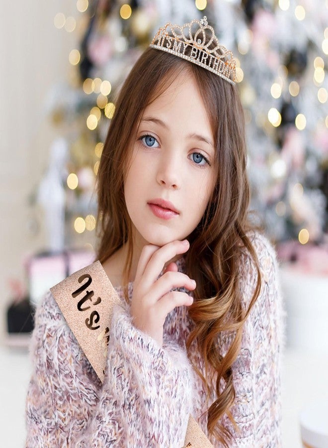 CAVETEE Birthday Crowns for Women - Its My Birthday Sash and Crown Set for Adult Women - Rose Gold - Image 4