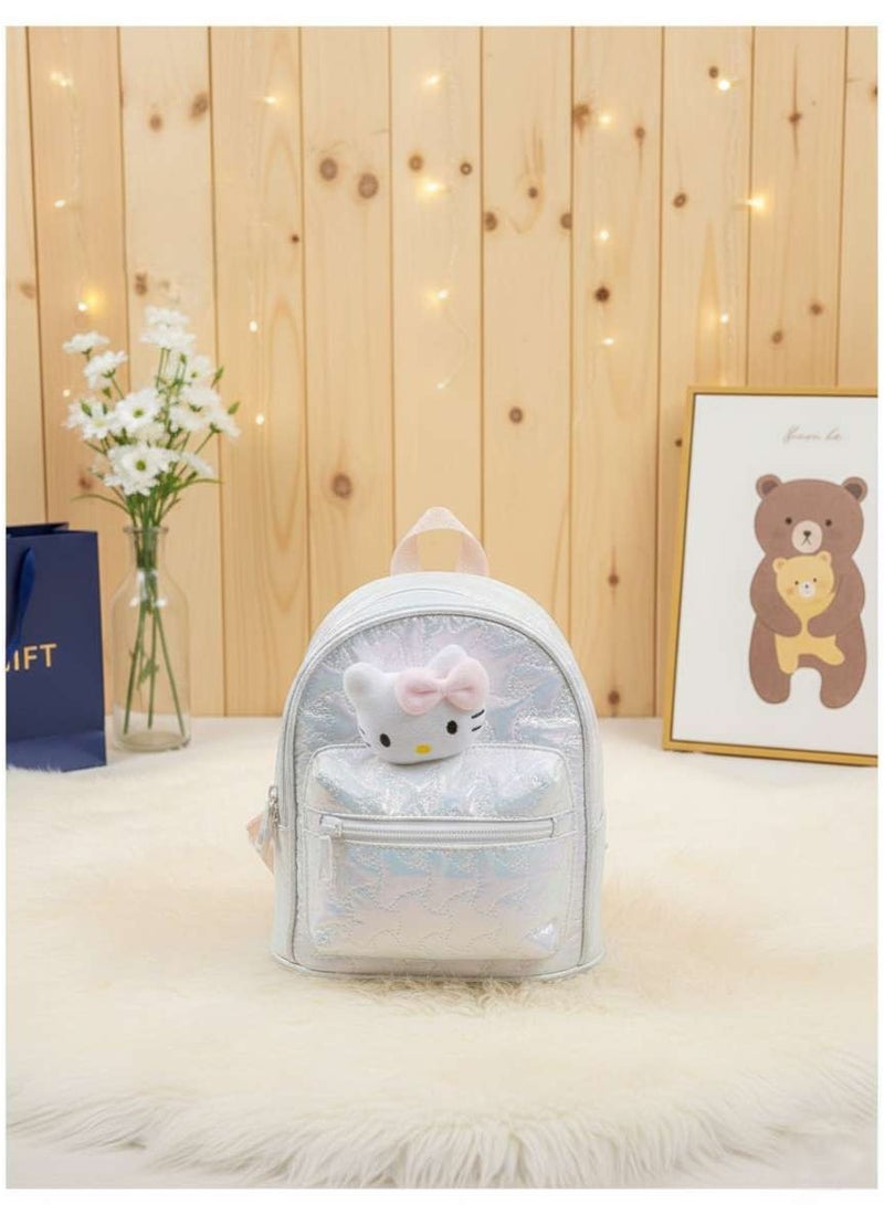 حقيبة ظهر صغيرة للأطفال من كاناز بتصميم أرنب لطيف | حقيبة مدرسية خفيفة الوزن من الجلد الصناعي للبنات | حقيبة نهارية صغيرة لرياض الأطفال والسفر، حقيبة تيدي B3496 (بيضاء) - Image 3