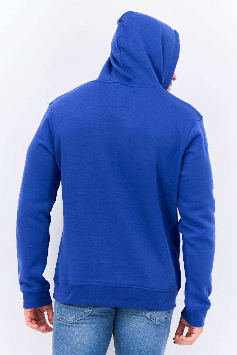 CROSSHATCH Men Hooded Graphic Print Long Sleeves Sweatshirt, Blue - Image 3