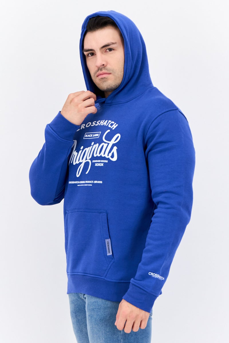 CROSSHATCH Men Hooded Graphic Print Long Sleeves Sweatshirt, Blue - Image 2