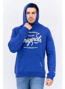 CROSSHATCH Men Hooded Graphic Print Long Sleeves Sweatshirt, Blue  - Image 1