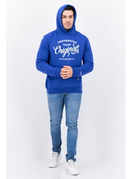 CROSSHATCH Men Hooded Graphic Print Long Sleeves Sweatshirt, Blue  - Image 4