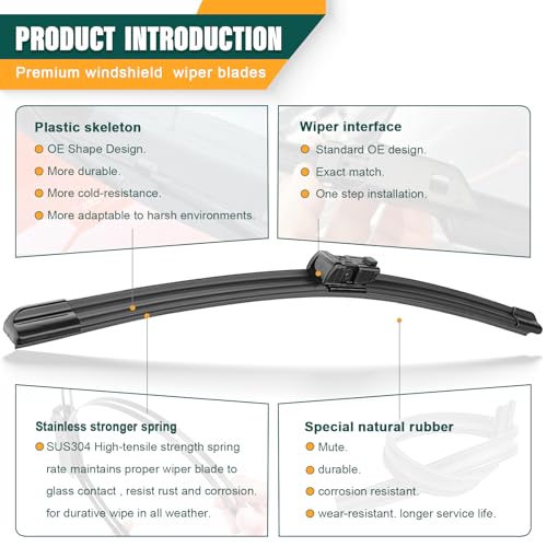 KVQ Windshield Wiper Blades Replacement for Lexus RX350 RX450h 2016 2017 2018 2019 2020 2021 2022,Original Equipment Replacement Front Rear Wiper Blade Set - 26" 20" 16" (Set of 3) - Image 4