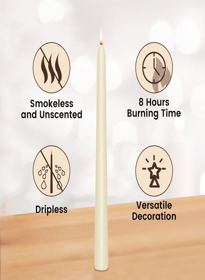 KORCCI Ivory Taper Candles 10 Inch - Set of 6 Long Candles, 8 Hours Long Burning, Smokeless & Unscented & Dripless, for Weddings, Birthdays, Dinner Parties, Rituals, Prayer, Birthdays, Meditation - Image 3