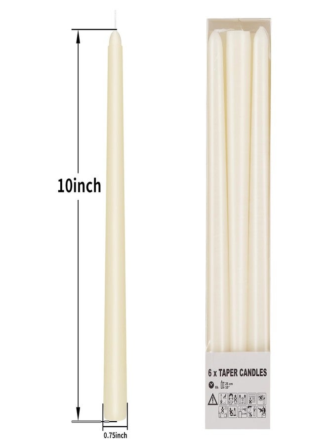 KORCCI Ivory Taper Candles 10 Inch - Set of 6 Long Candles, 8 Hours Long Burning, Smokeless & Unscented & Dripless, for Weddings, Birthdays, Dinner Parties, Rituals, Prayer, Birthdays, Meditation - Image 2