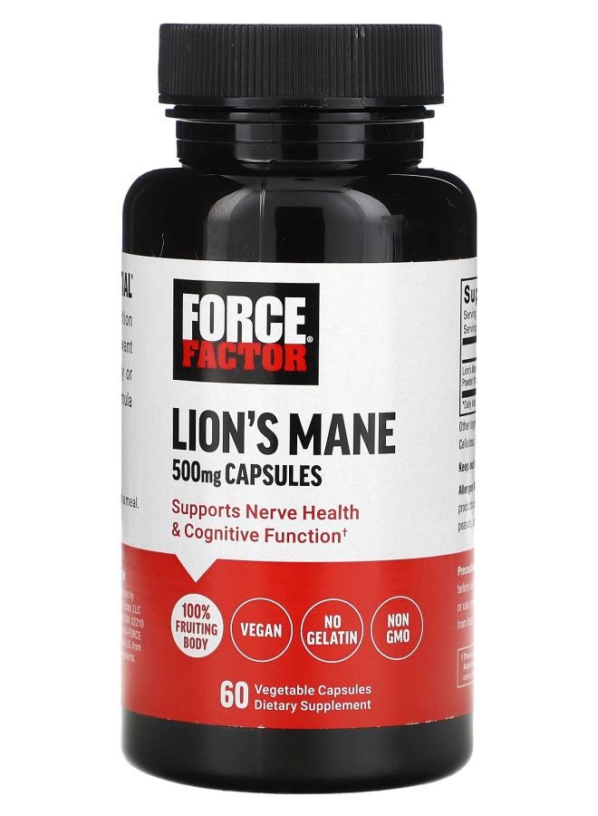 Force Factor Lion's Mane 500 mg  60 Vegetable Capsules