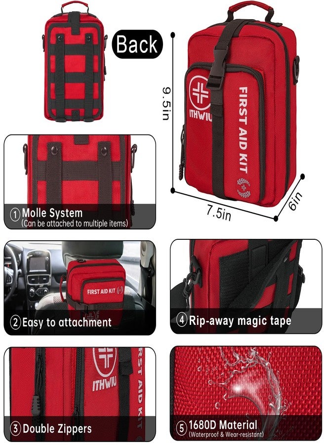 ITHWIU 400 Piece Large First Aid Kit for Car, Home, Office, Hiking, Boating, Travel, Outdoor, Premium Compact Water-Resistant Trauma First Aid Kit for Any Emergencies, Red - Image 3