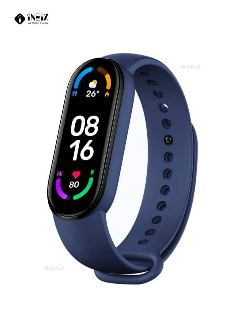 INEIX Soft Silicone Replacement Strap For Xiaomi Mi Band 6 - Dark Blue  - Image 1