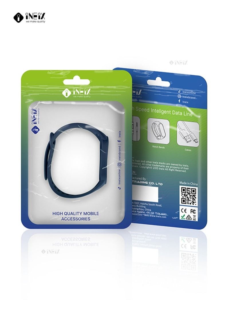 INEIX Soft Silicone Replacement Strap For Xiaomi Mi Band 6 - Dark Blue  - Image 5