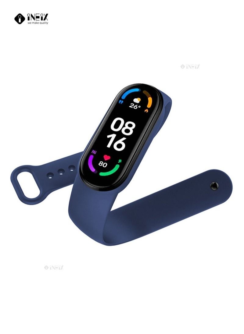INEIX Soft Silicone Replacement Strap For Xiaomi Mi Band 6 - Dark Blue  - Image 4