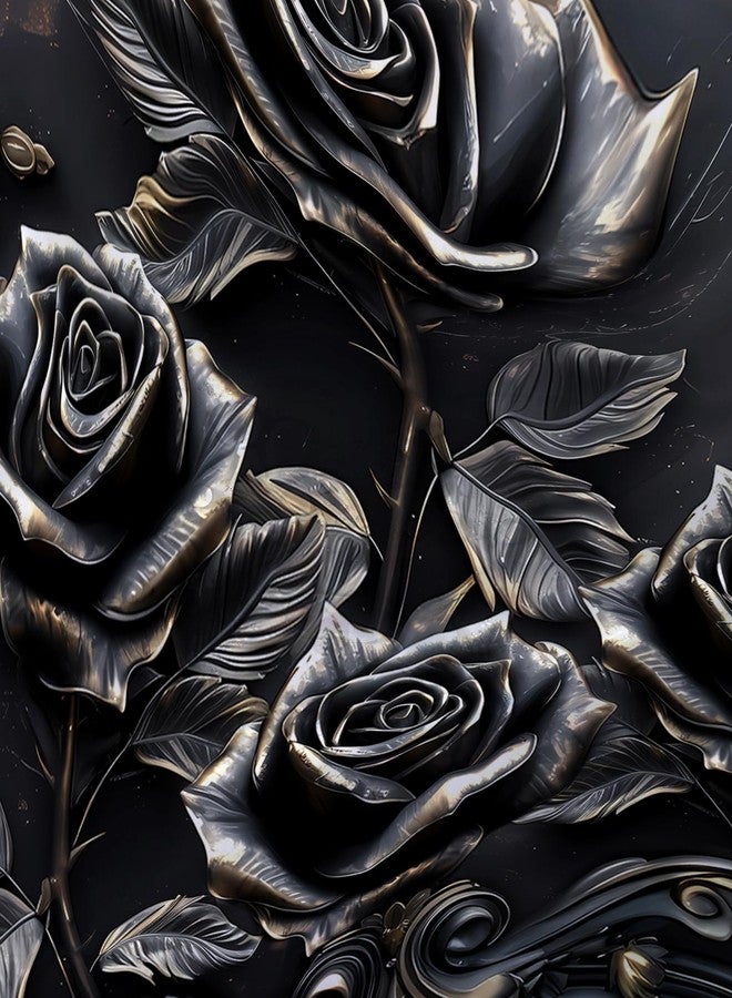 AILONEN 3D Black Rose Shower Curtain Set,Gothic Flower Bathroom Decor for Kids Teens Girls Women,Vintage Floral Waterproof Shower Curtain with Hooks,48" Wx72 H - Image 5