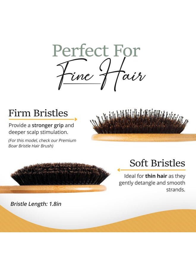 Belula 100% Boar Bristle Hair Brush Set (Medium). Soft Natural Bristles for Thin and Fine Hair. Restore Shine And Texture. Wooden Comb, Travel Bag and Spa Headband Included! - Image 2