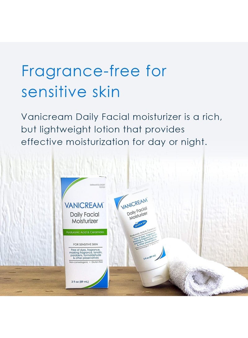 Vanicream Daily facial moisturizer with ceramides and hyaluronic acid, hydrating and nourishing, lightweight and oil-free, free of common irritants, suitable for sensitive skin, unisex, 89ml - Image 2