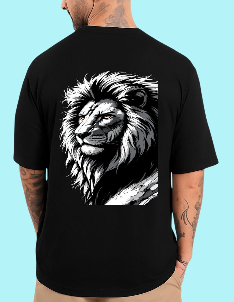 DIVIS Oversized Black Graphic T-Shirt for Men - Image 1