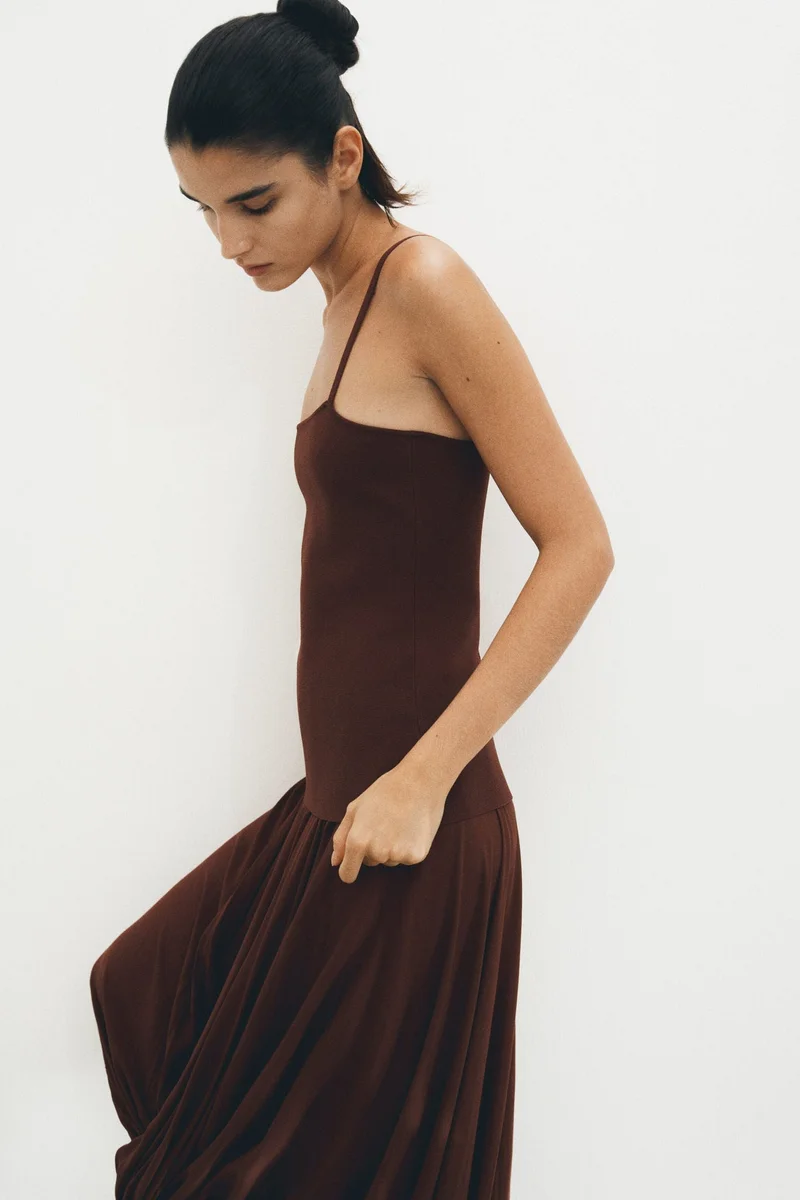 H&M Dual-fabric bubble-hem dress