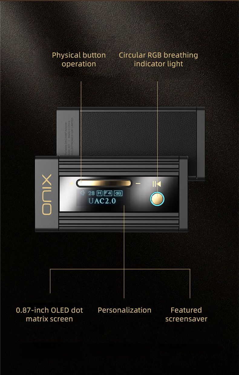 Onix Alpha XI1 + OL1 Portable DAC Amp Decoder with Type-C Cable, Supports 4.4mm & 3.5mm Headphone Outputs - Image 3