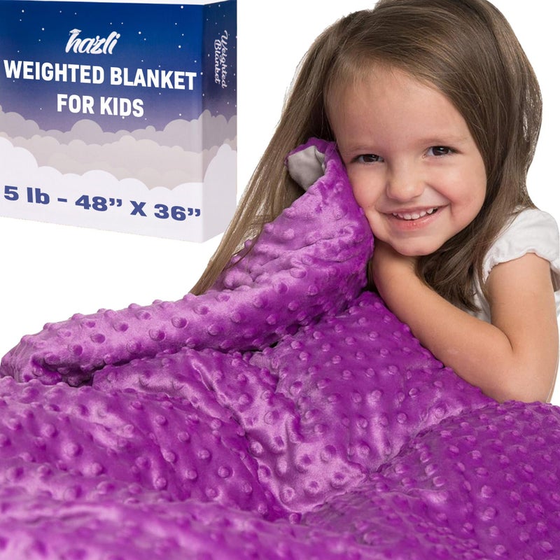 SuperSoft Kids Weighted Blanket 5 Pounds  Easy to Clean Washable Minky Cover  36x48 Inches 5lbs Small Heavy Blanket for Girls and Boys Child