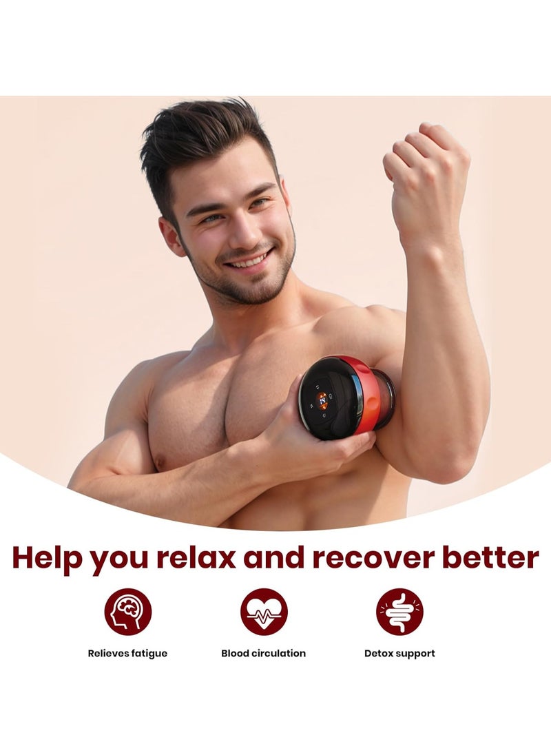 TIGER Smart Dynamic Cupping Therapy Set || 4--in-1 Cellulite Massager, Gua Sha Vacuum Therapy Tool with 12 Adjustable Heat & Suction Levels – Red Light Therapy, Fat Burner, Deep Tissue & Muscle Relief, Smart Recovery & Lymphatic Massage for Home or Spa Use  - Image 4