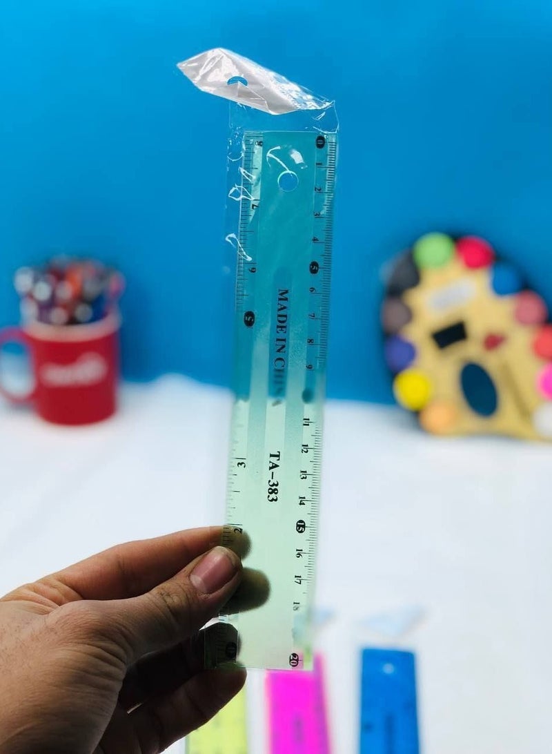 المسطرة المصنفرة الالوان المسطرة البلاستيك المصنفرة  طول المسطرة: 20 سم العلبة: 48 مسطرة - Image 2