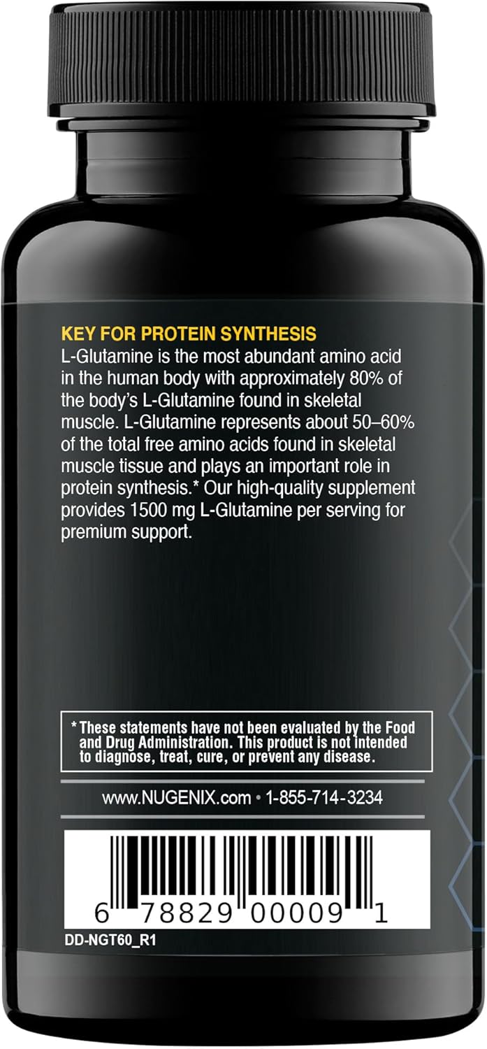 Nugenix Essentials LGlutamine 1500mg 100 Botanical LGlutamine Amino Acid Protein Synthesis Supports Cellular Function 60 Capsules - Image 3