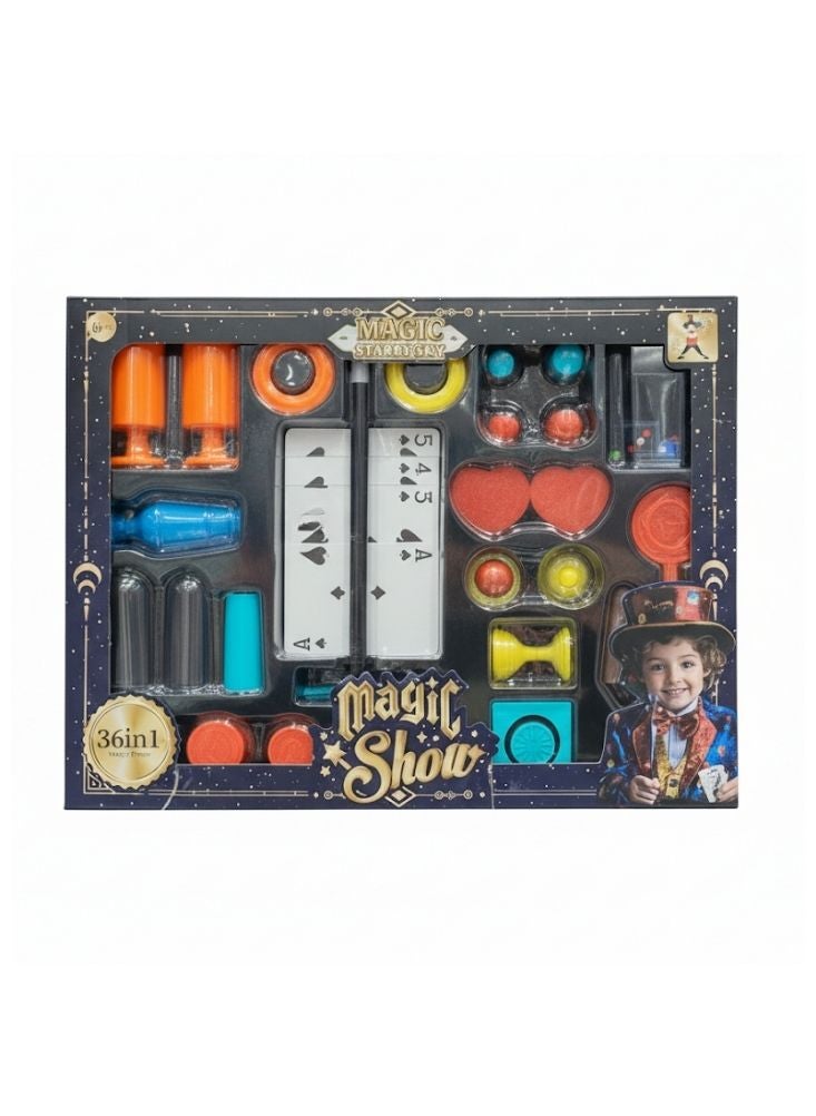 بريميم مجموعة أدوات سحرية احترافية فاخرة ستة وثلاثون في واحد – دعائم عالية الجودة، خدع سهلة التعلم، حواف دائرية آمنة، لعبة تعليمية لتنمية المهارات - Image 1