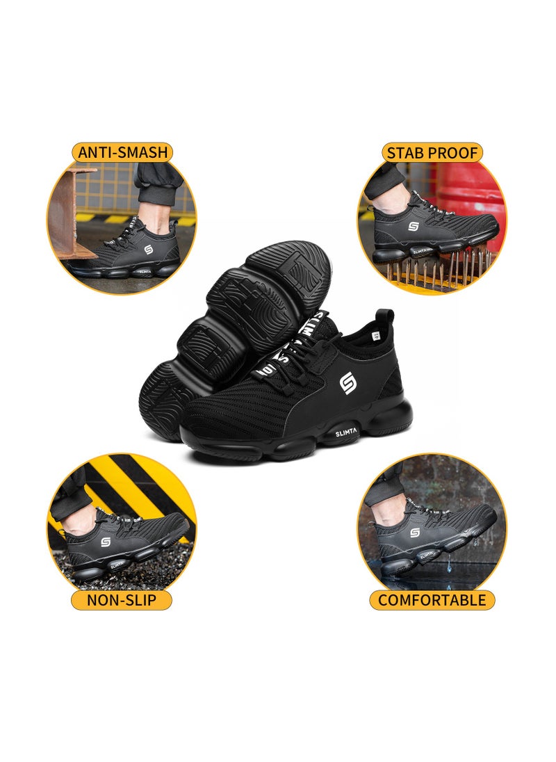SLIMTA - SLIMTA Men Women Safety Shoes Non-Slip Steel Toe Cap Trainers Mesh Breathable Lightweight Comfortable Puncture Proof Industrial Shoes - Image 1