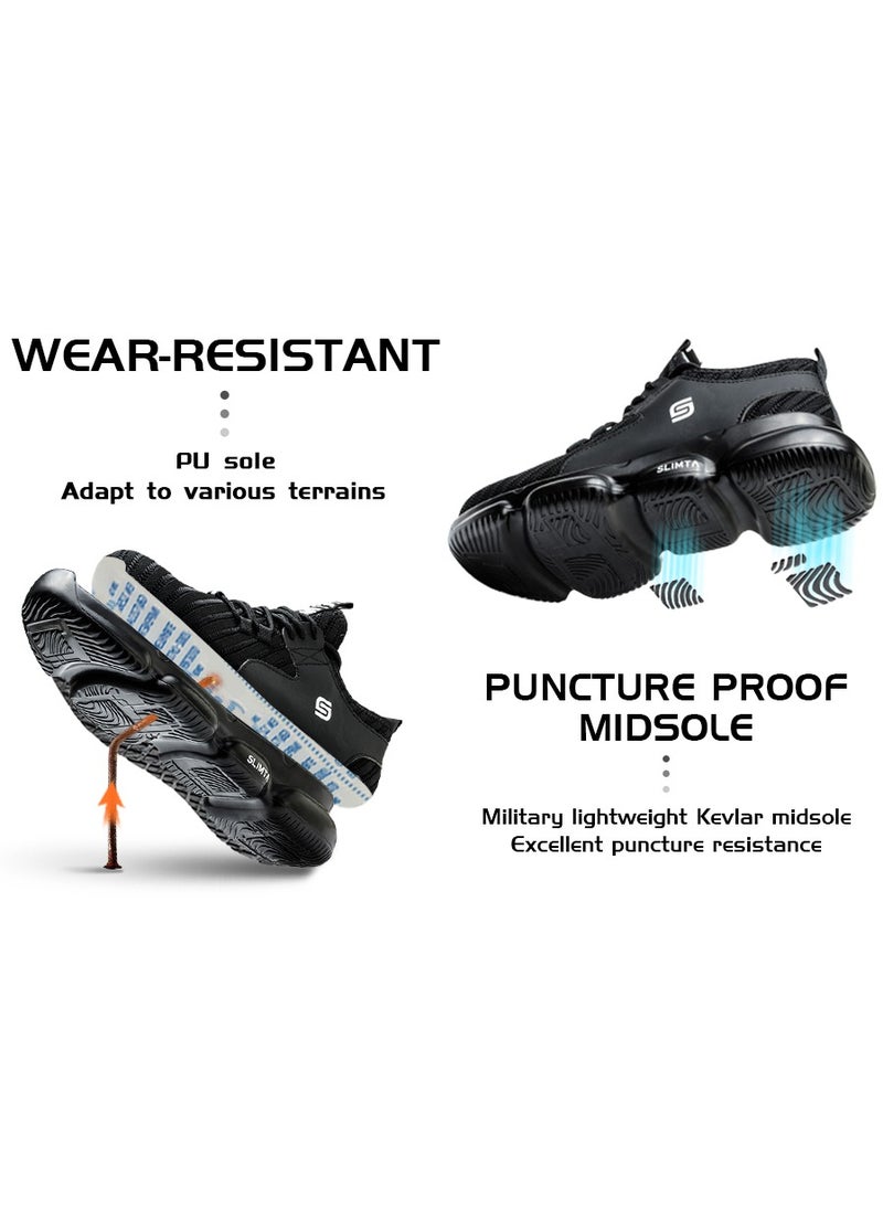SLIMTA - SLIMTA Men Women Safety Shoes Non-Slip Steel Toe Cap Trainers Mesh Breathable Lightweight Comfortable Puncture Proof Industrial Shoes - Image 1