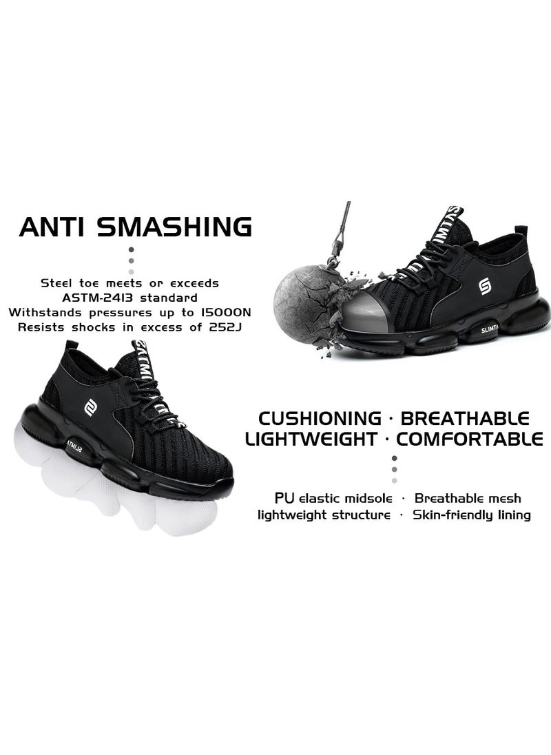 SLIMTA - SLIMTA Men Women Safety Shoes Non-Slip Steel Toe Cap Trainers Mesh Breathable Lightweight Comfortable Puncture Proof Industrial Shoes - Image 1