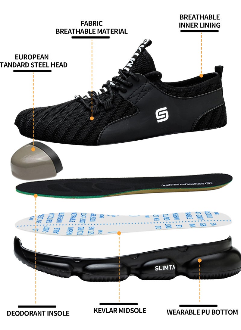 SLIMTA - SLIMTA Men Women Safety Shoes Non-Slip Steel Toe Cap Trainers Mesh Breathable Lightweight Comfortable Puncture Proof Industrial Shoes - Image 1