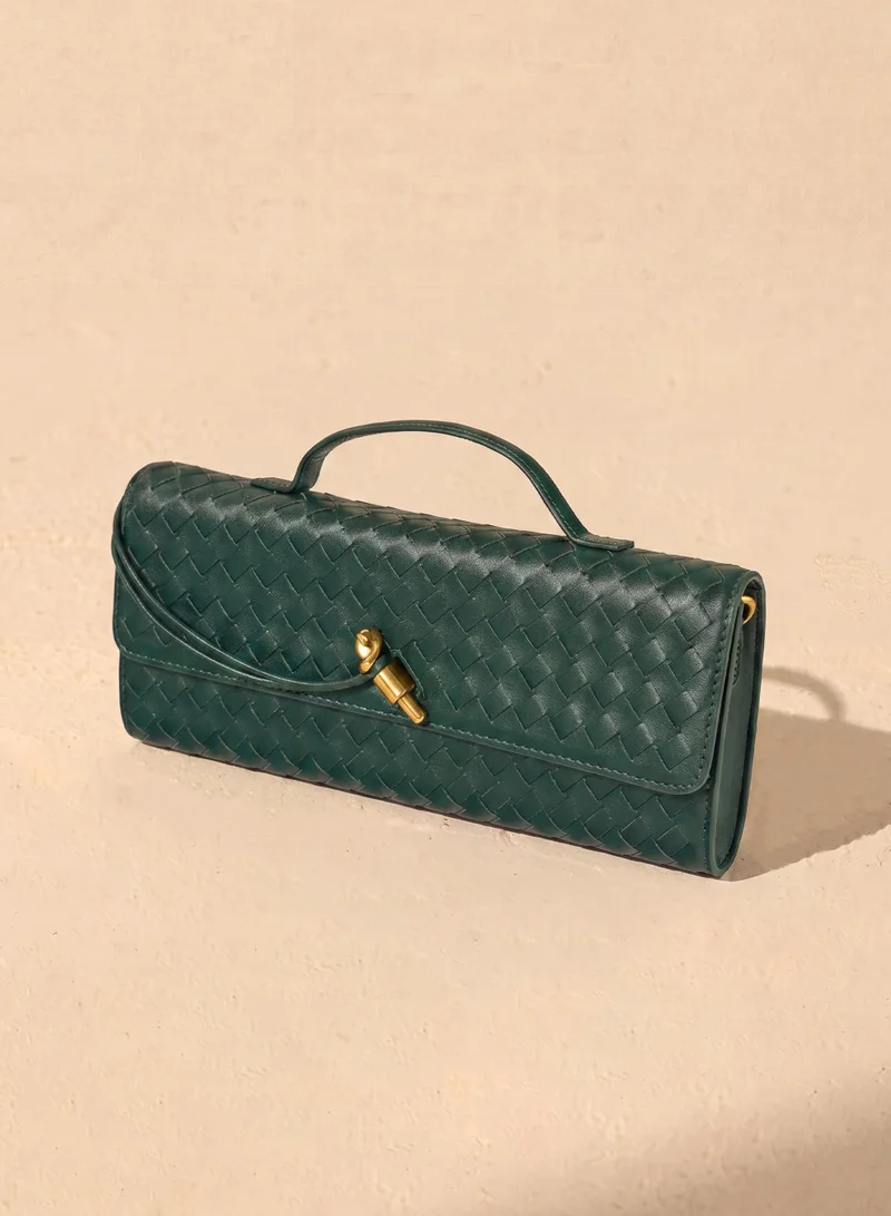 Sunfere Woven Leather Clutch Bag