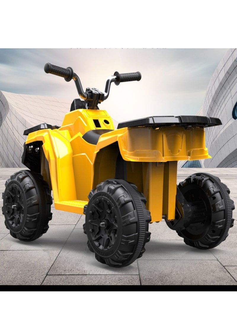 PENG GENERAL 4 Wheeler for Kids Quad, Powerful Battery Operated Electric Motorbike Yellow  - Image 1